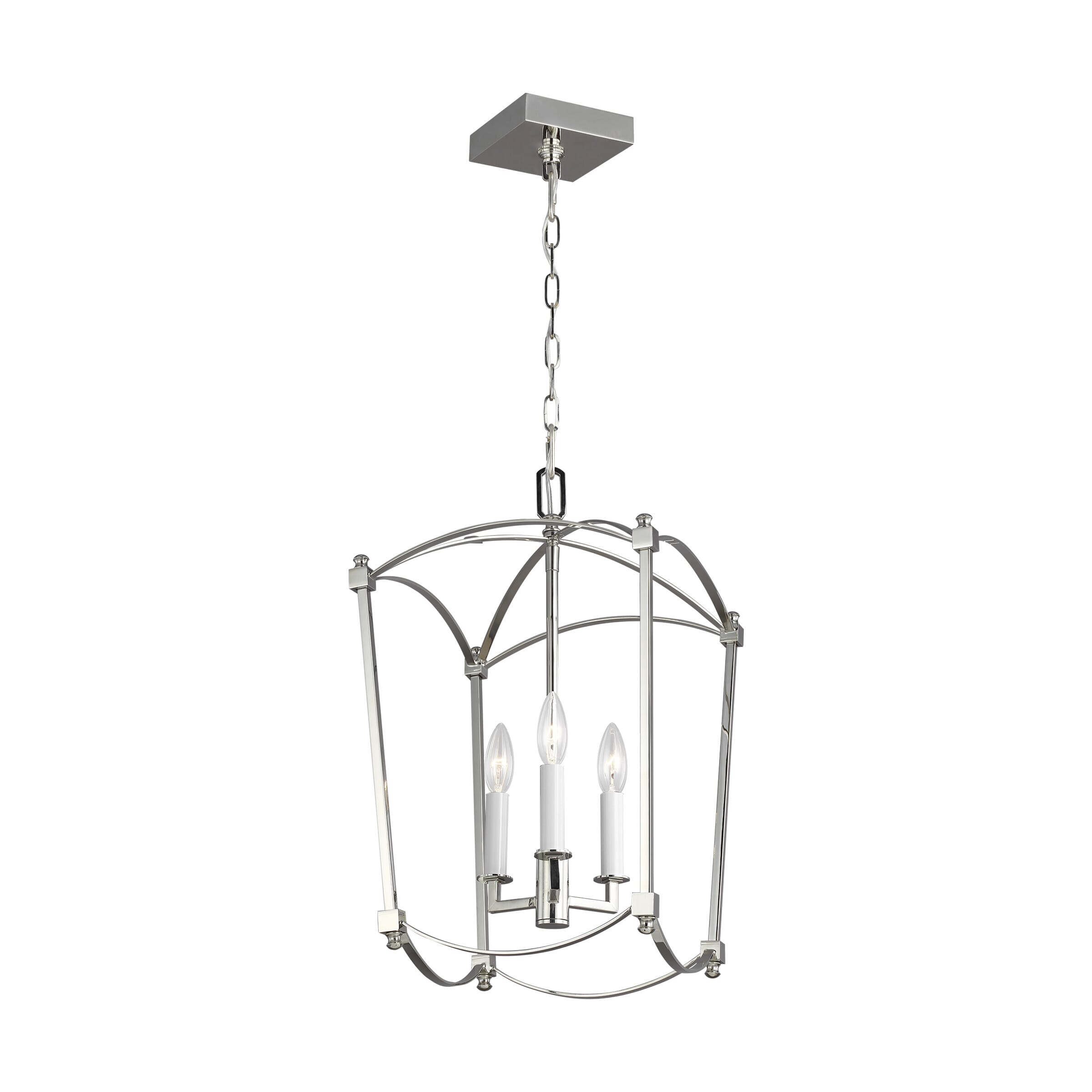 Feiss Thayer 12" 3-Light Foyer Pendant in Polished Nickel