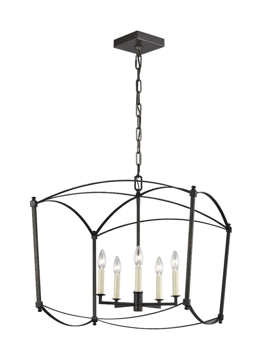 Feiss Thayer 5-Light Foyer Pendant in Smith Steel