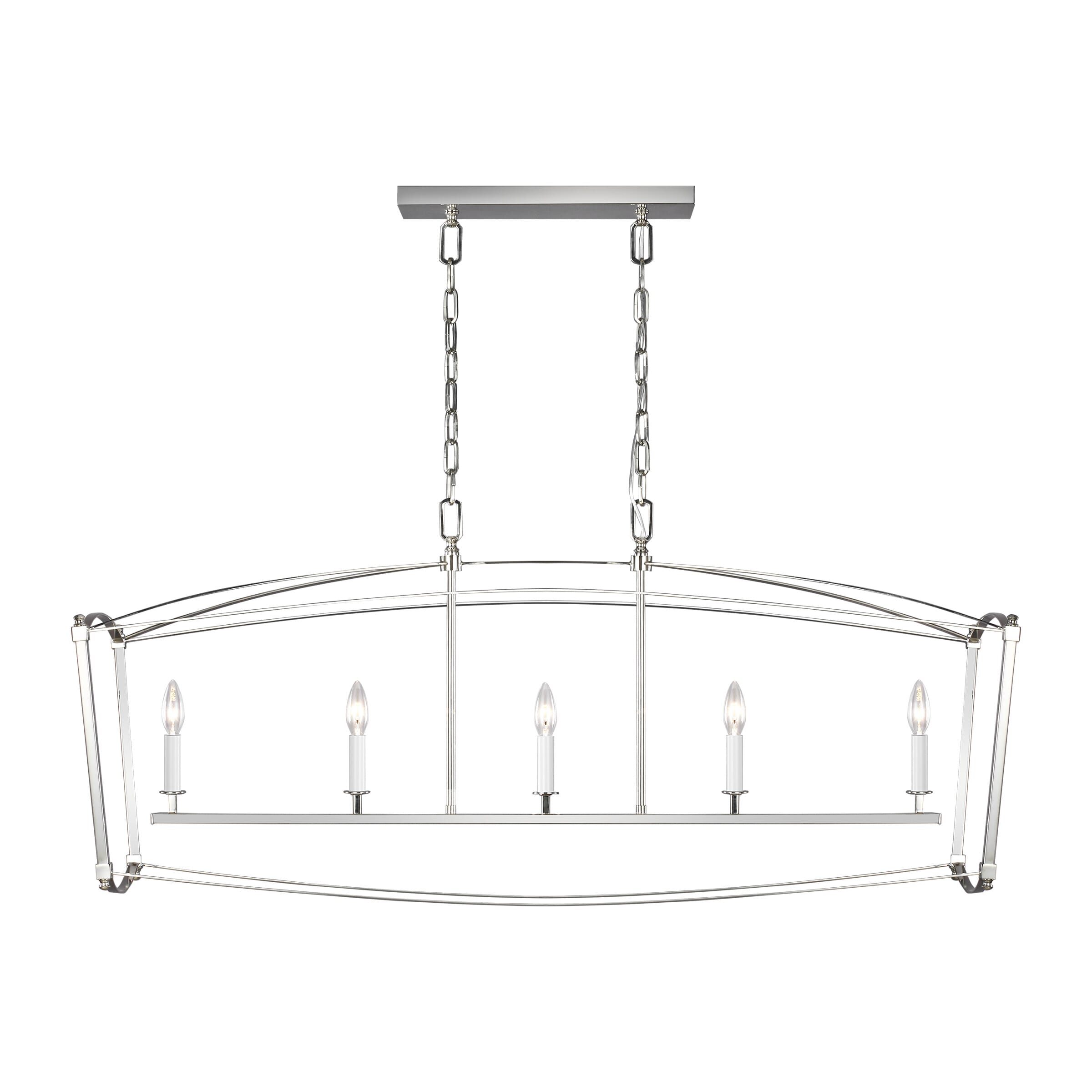 Feiss Thayer 5-Light Linear Chandelier in Polished Nickel