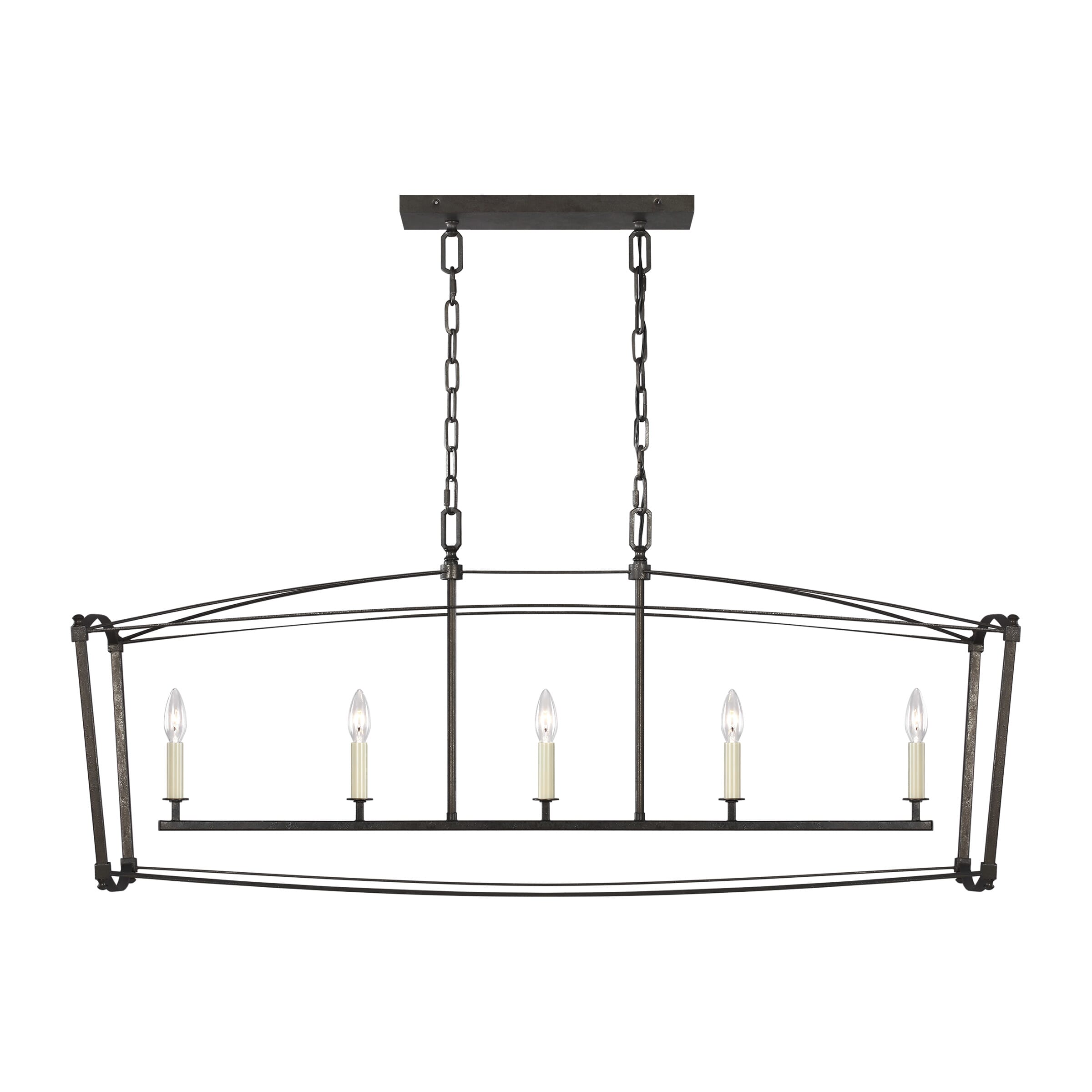 Feiss Thayer 5-Light Linear Chandelier in Smith Steel