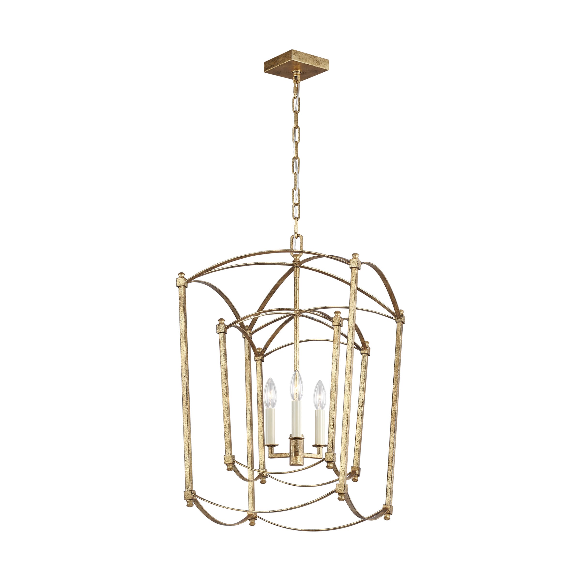 Feiss Thayer 17" 3-Light Foyer Pendant in Antique Gild