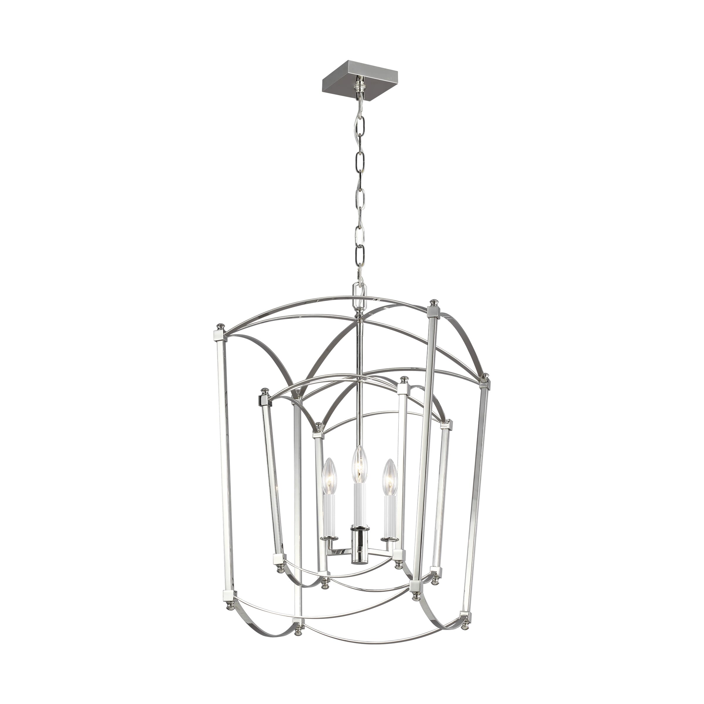 Feiss Thayer 17" 3-Light Foyer Pendant in Polished Nickel