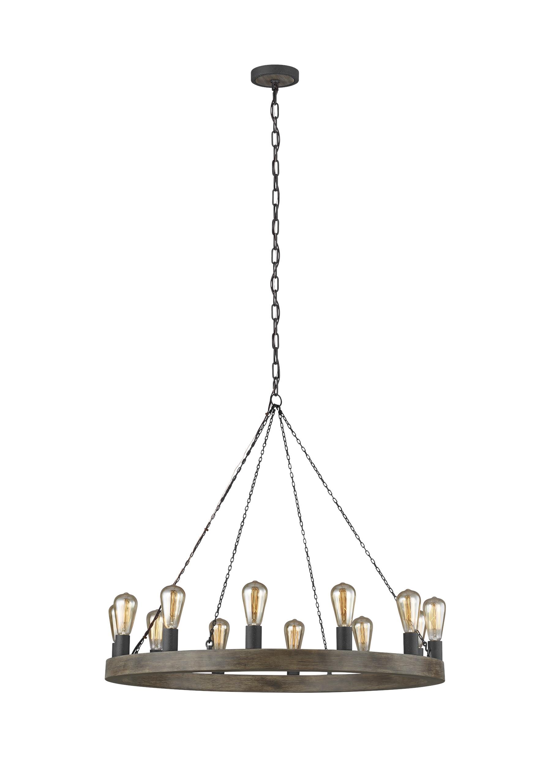 Feiss Avenir 12-Light Medium Chandelier in Weathered Oak Wood