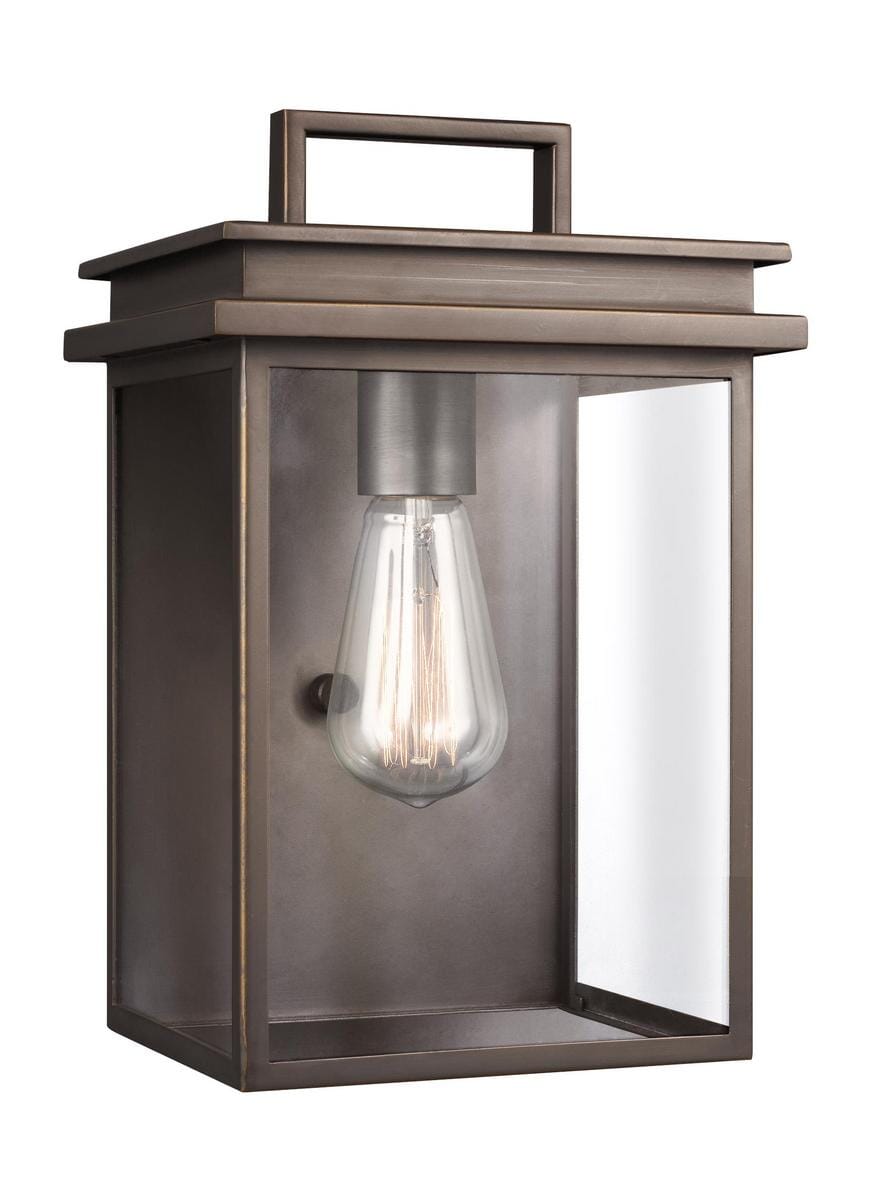 Feiss Glenview 12" Outdoor Clear Glass Wall Lantern in Antique Bronze