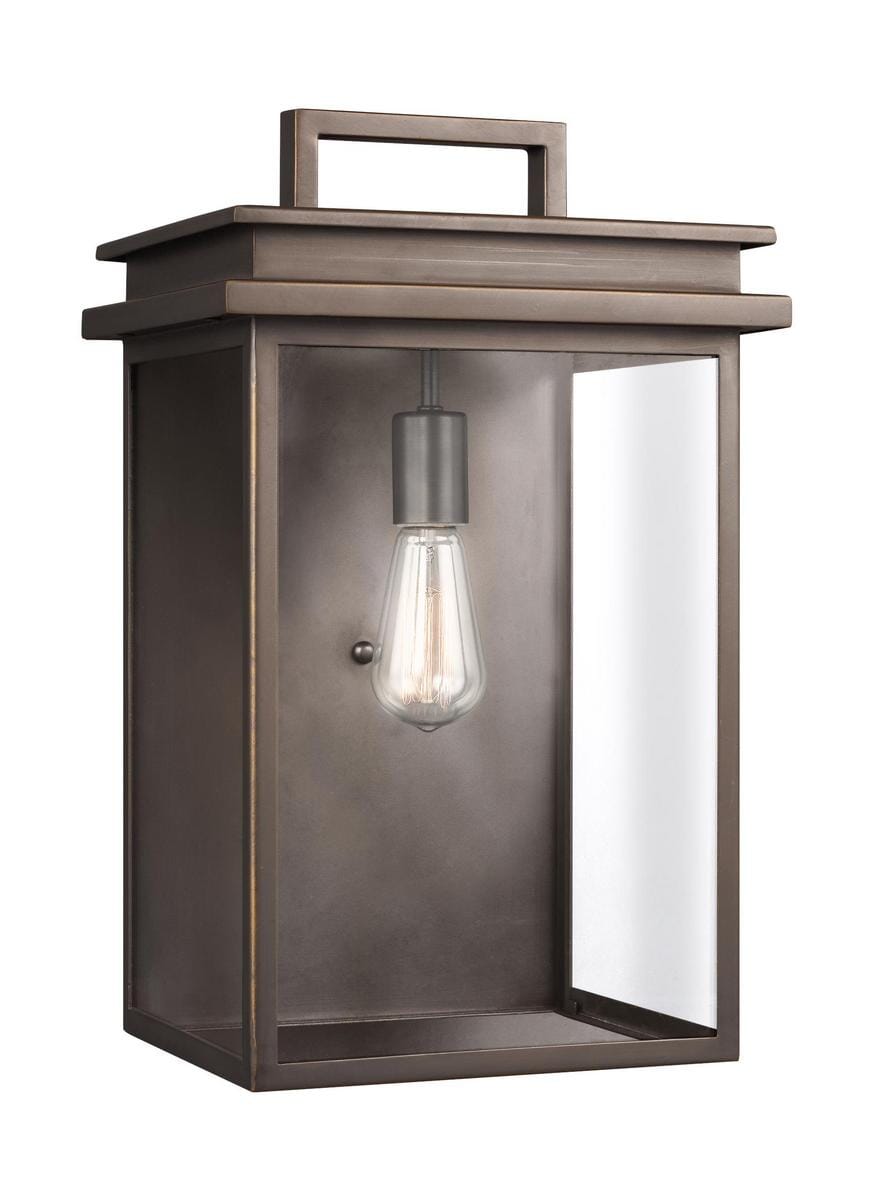 Feiss Glenview 18.5" Outdoor Clear Glass Wall Lantern in Antique Bronze