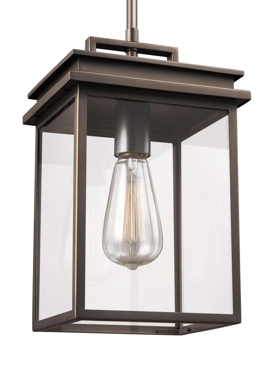 Feiss Glenview Outdoor Clear Hanging Lantern in Antique Bronze