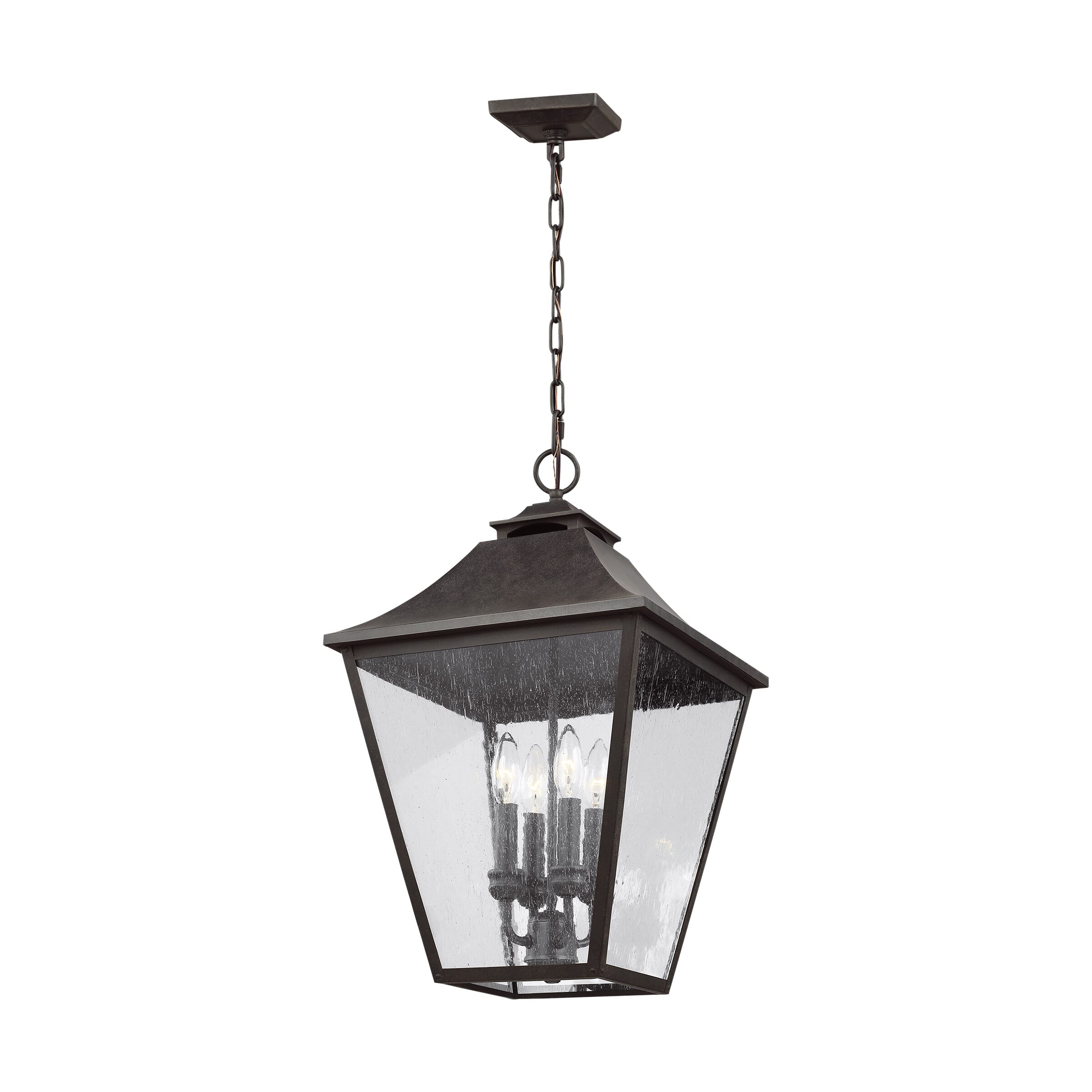 Feiss Galena 4-Light 13.25" Hanging Lantern in Sable