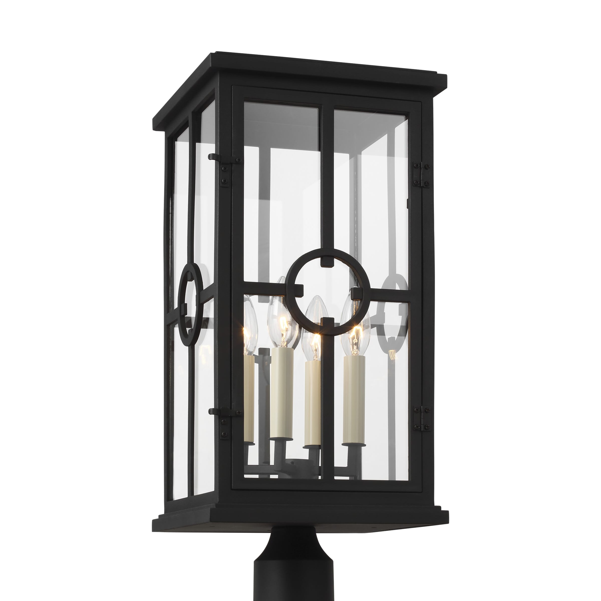 Feiss Belleville 4-Light Outdoor Post Lantern in Textured Black