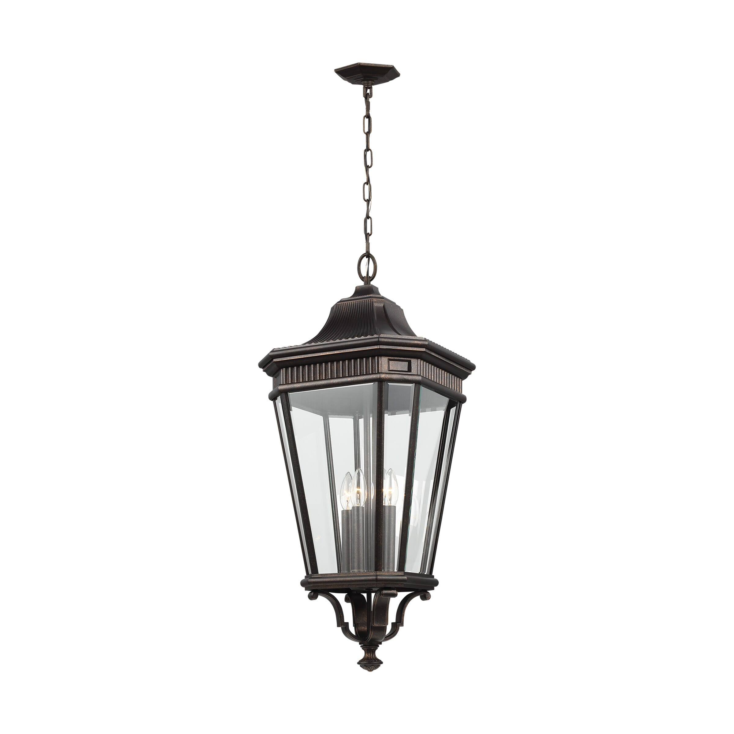 Feiss Cotswold Lane 4-Light Hanging Lantern in Grecian Bronze