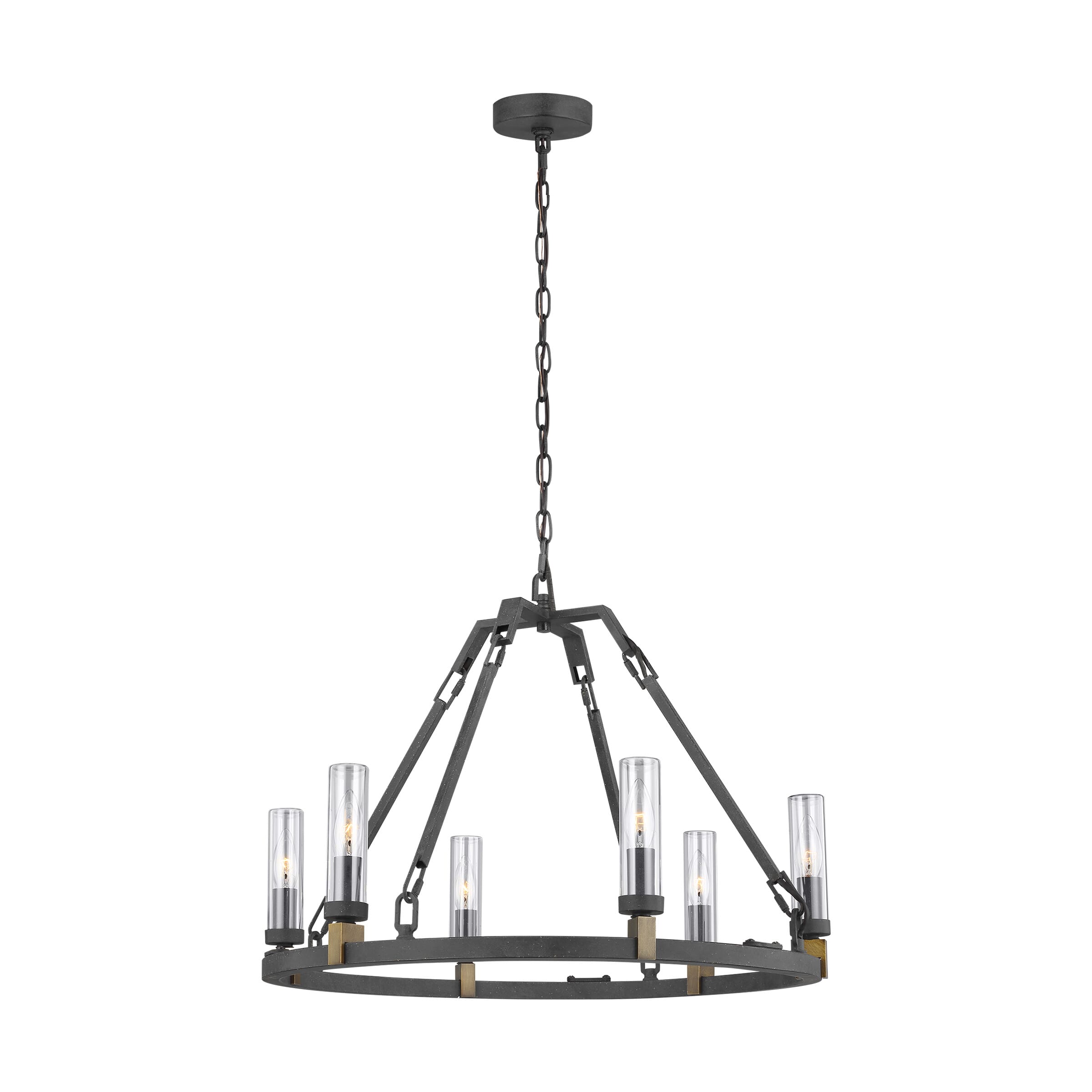 Feiss Landen 6-Light Outdoor Chandelier in Antique Forged Iron