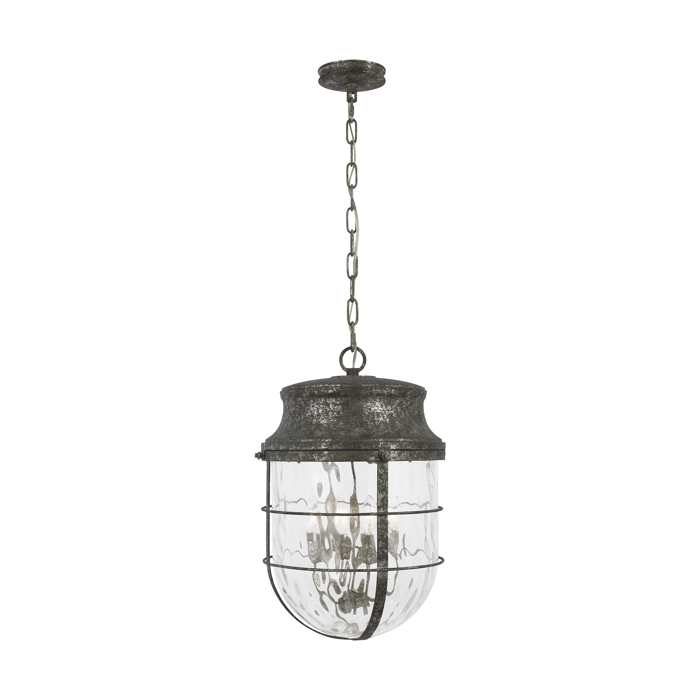 Feiss Parson 15" 4-Light Foyer Pendant in Distressed Silver Leaf