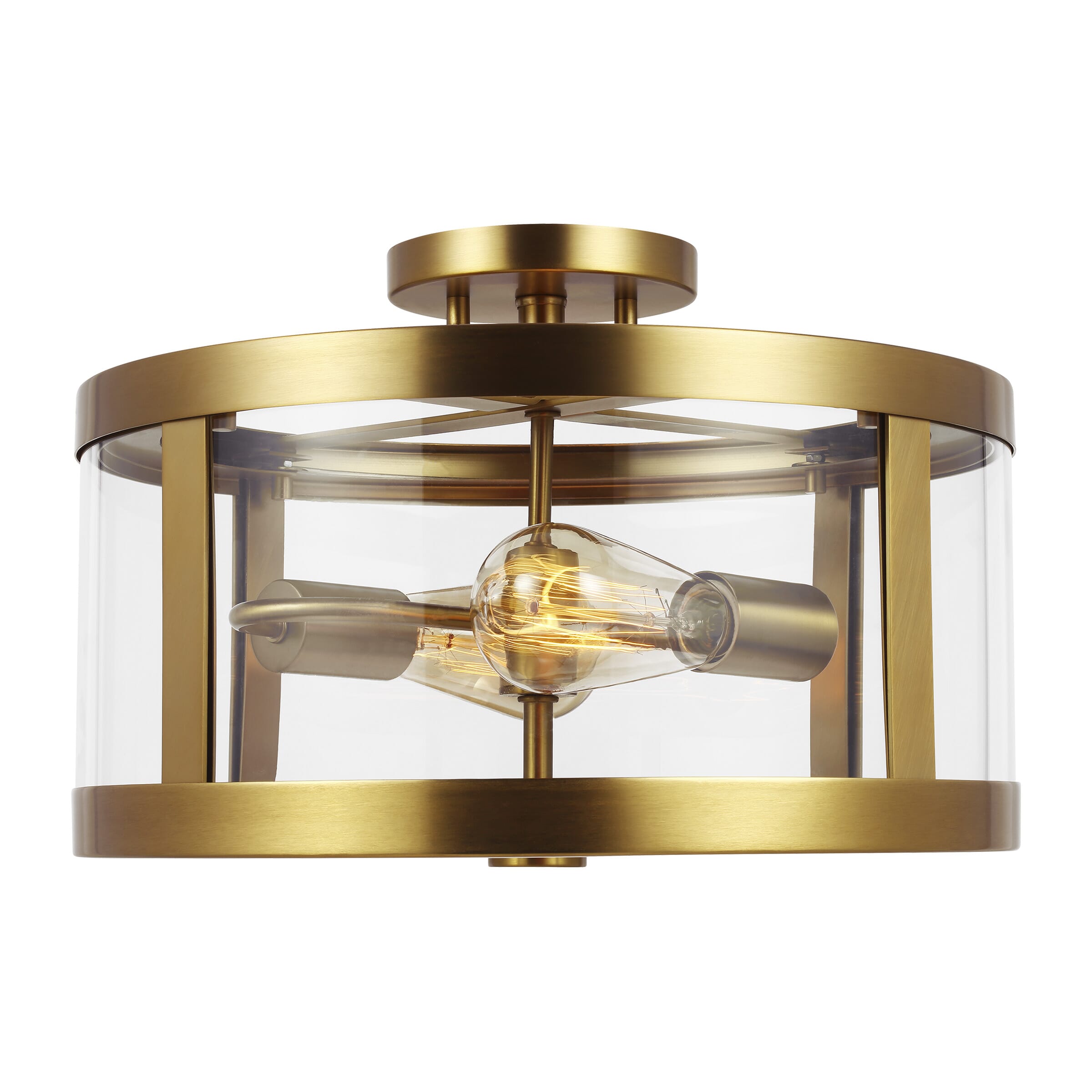 Feiss Harrow 2-Light Ceiling Light in Burnished Brass