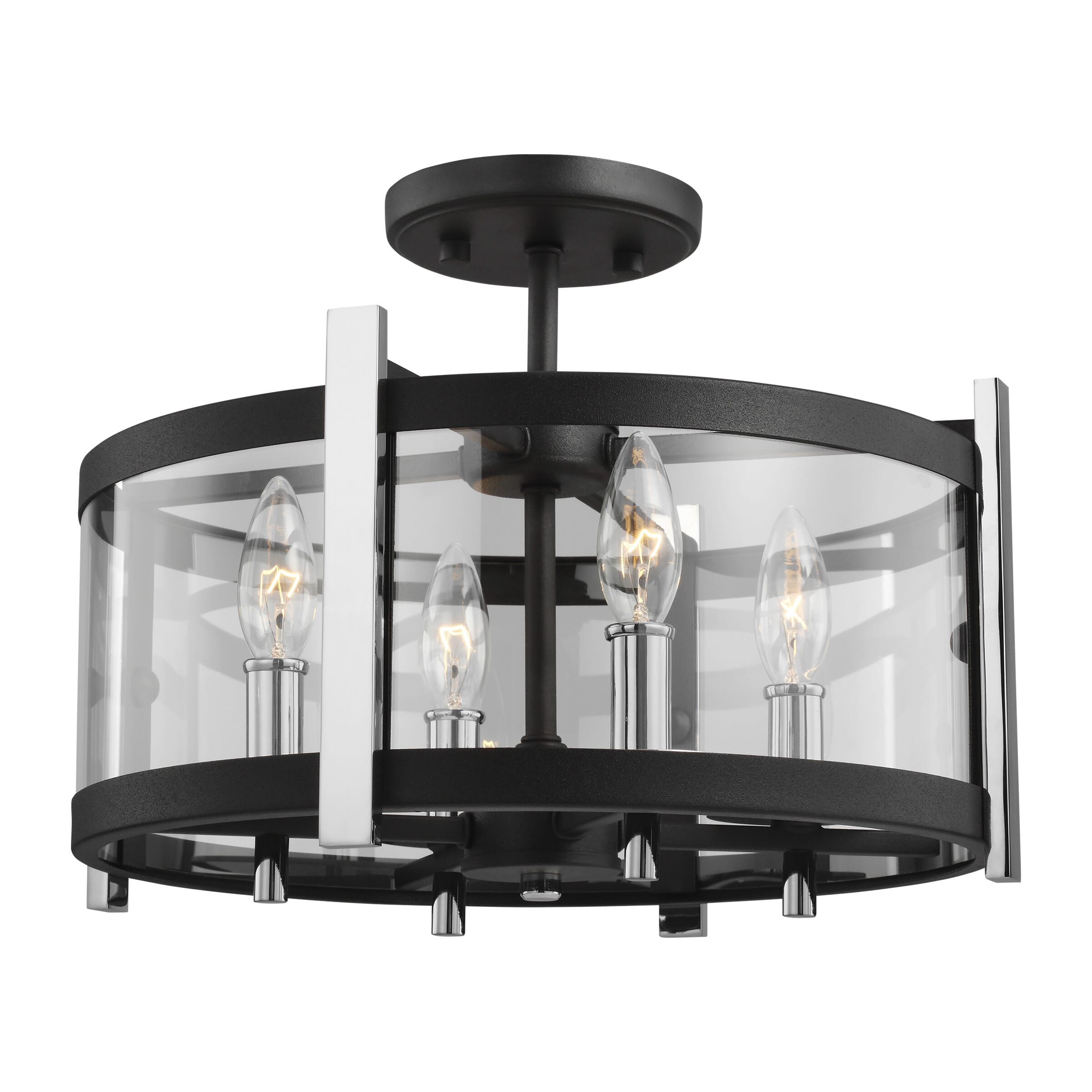 Feiss Broderick 4-Light Semi Flush Ceiling Light in Textured Black