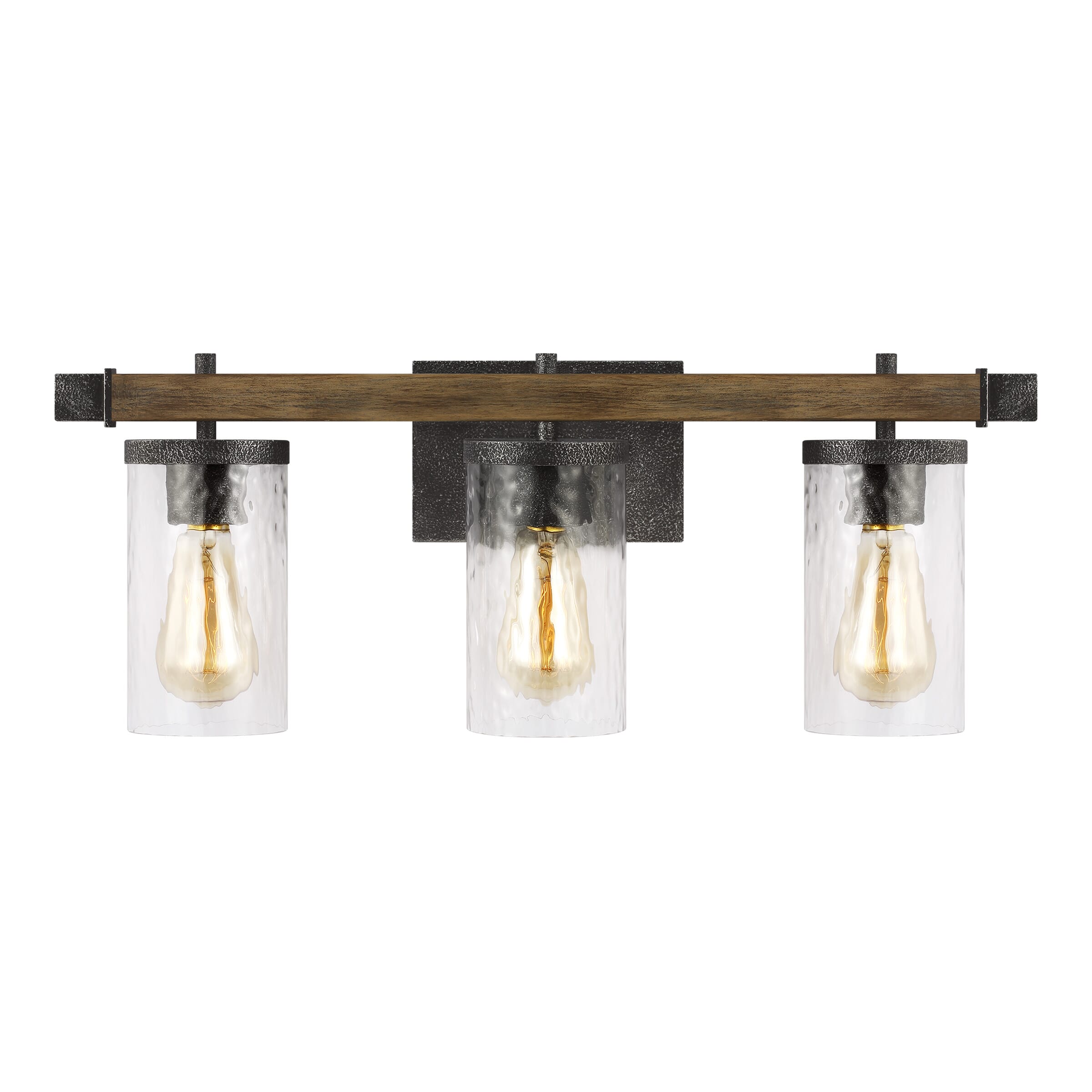 Feiss Angelo 3-Light Bathroom Vanity Light in Distressed Weathered Oak