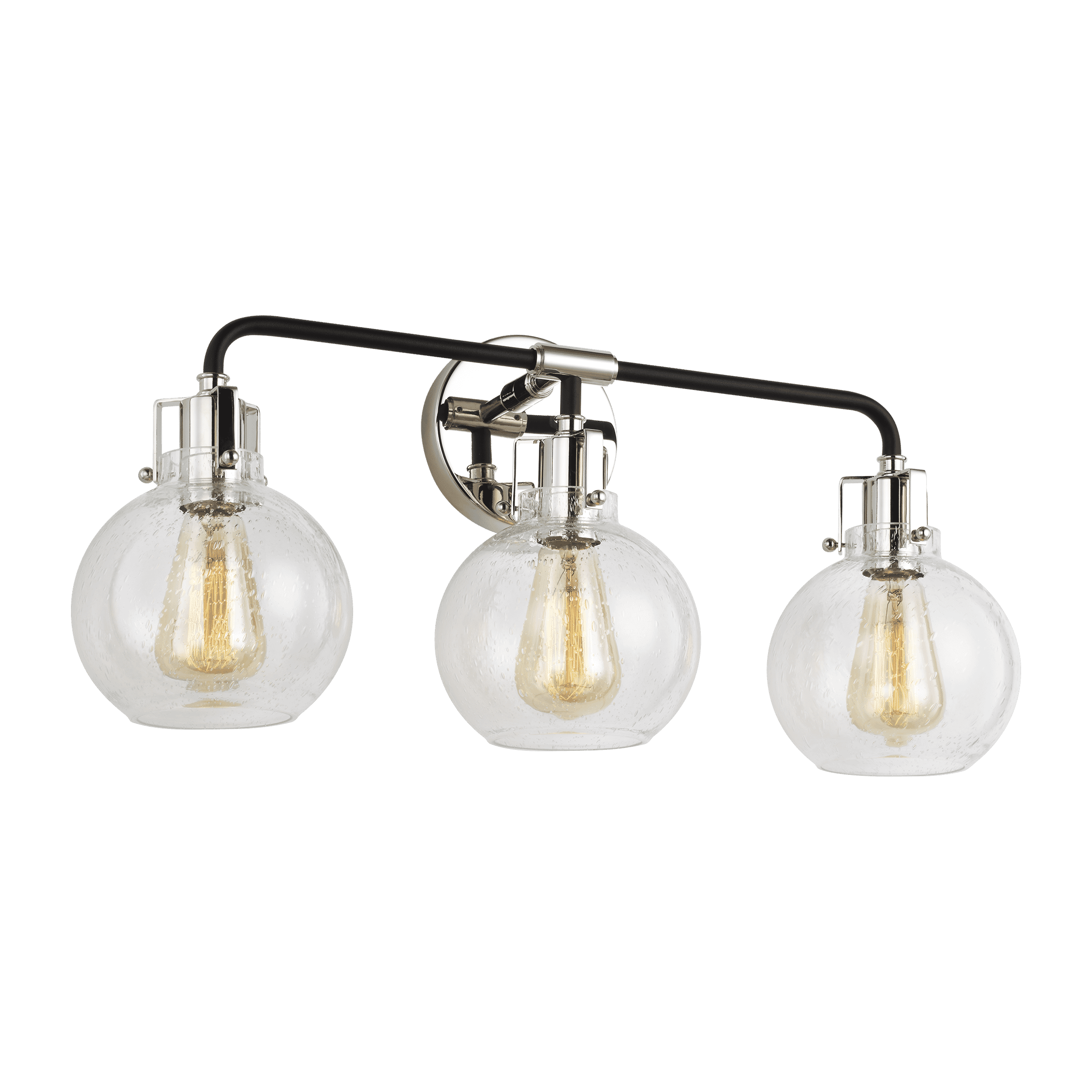 Feiss Clara 3-Light 24" Bathroom Vanity Light in Polished Nickel and Textured Black