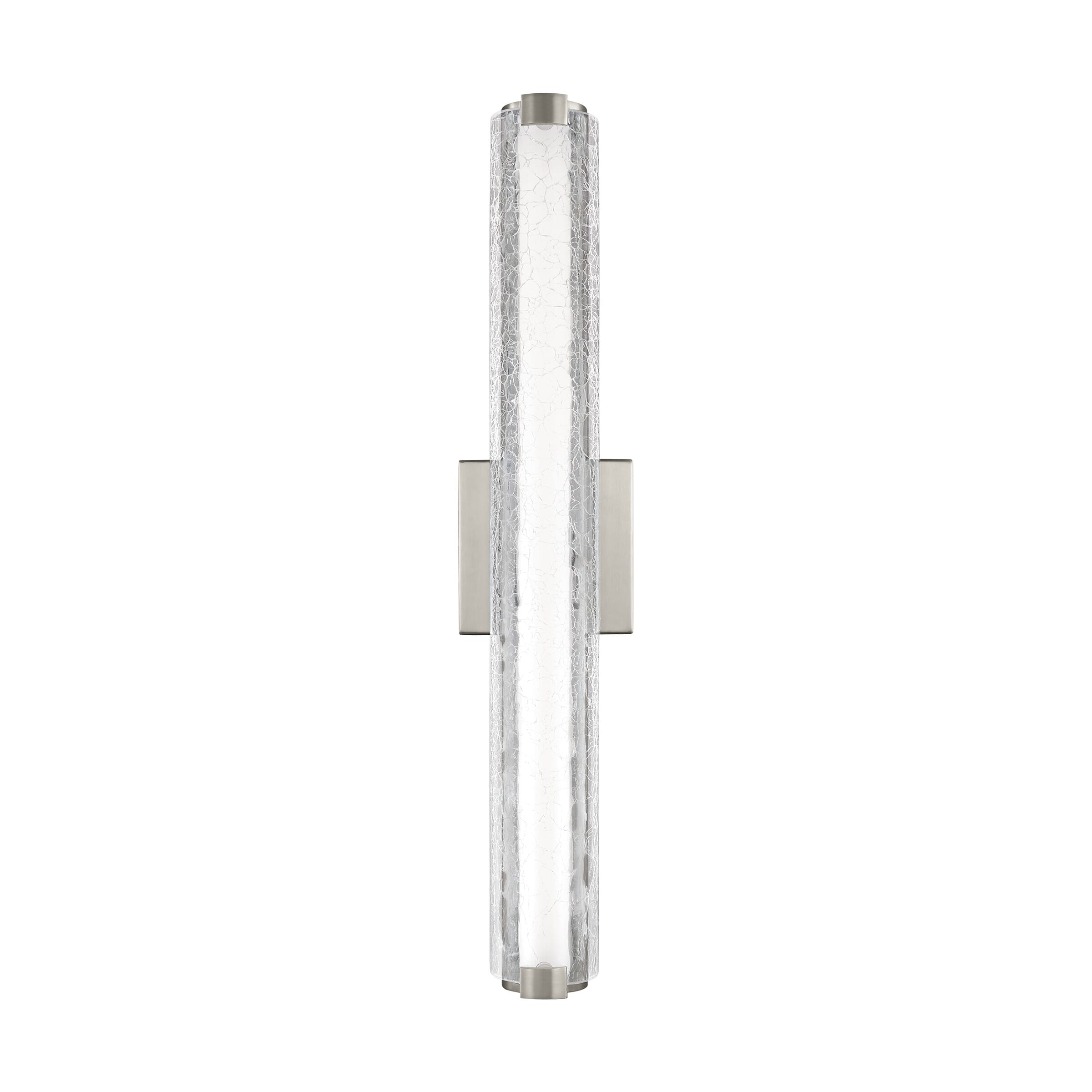 Feiss Cutler LED Bathroom Vanity Light in Satin Nickel with Crackle Glass