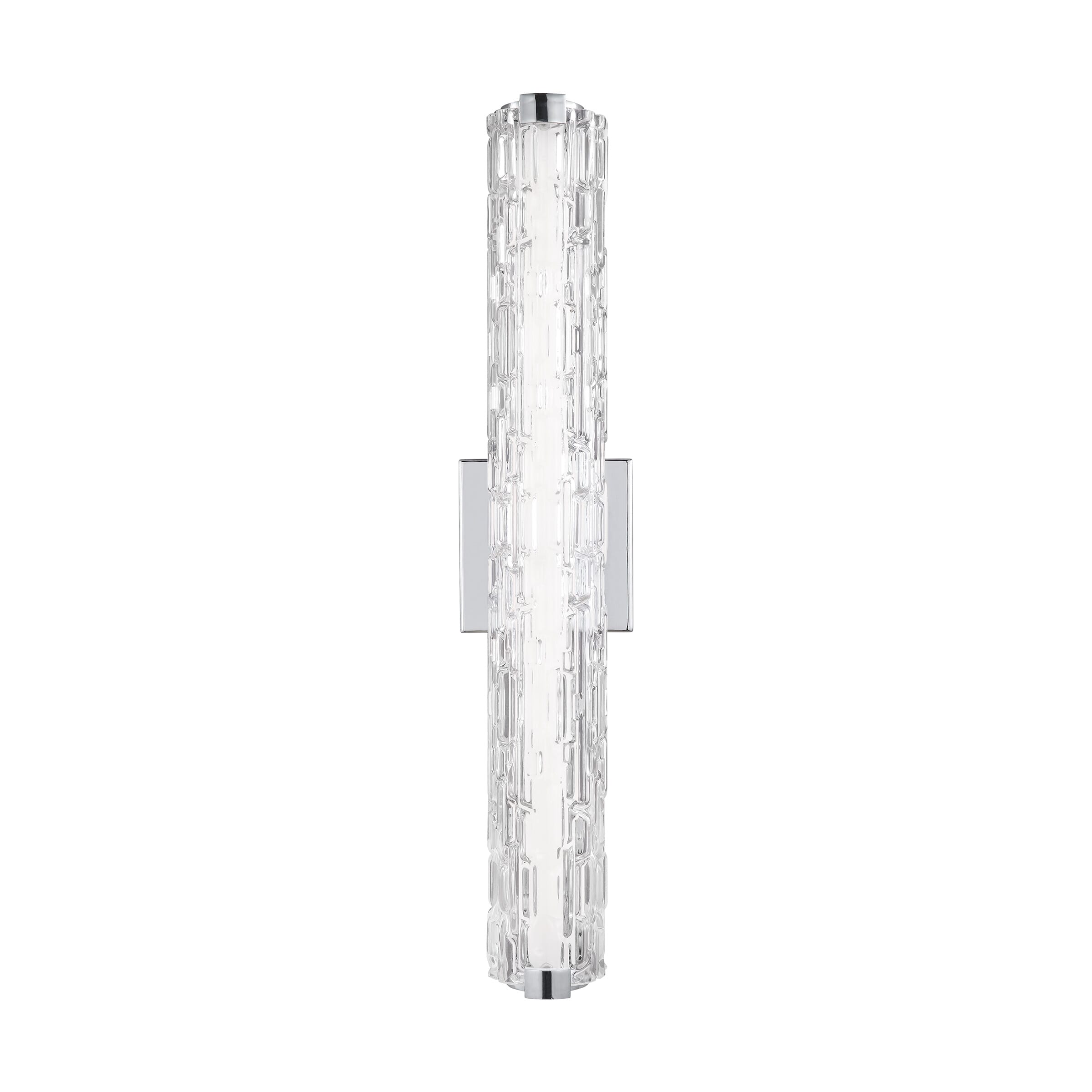 Feiss Cutler LED Bathroom Vanity Light in Chrome with Staggered Rock Glass