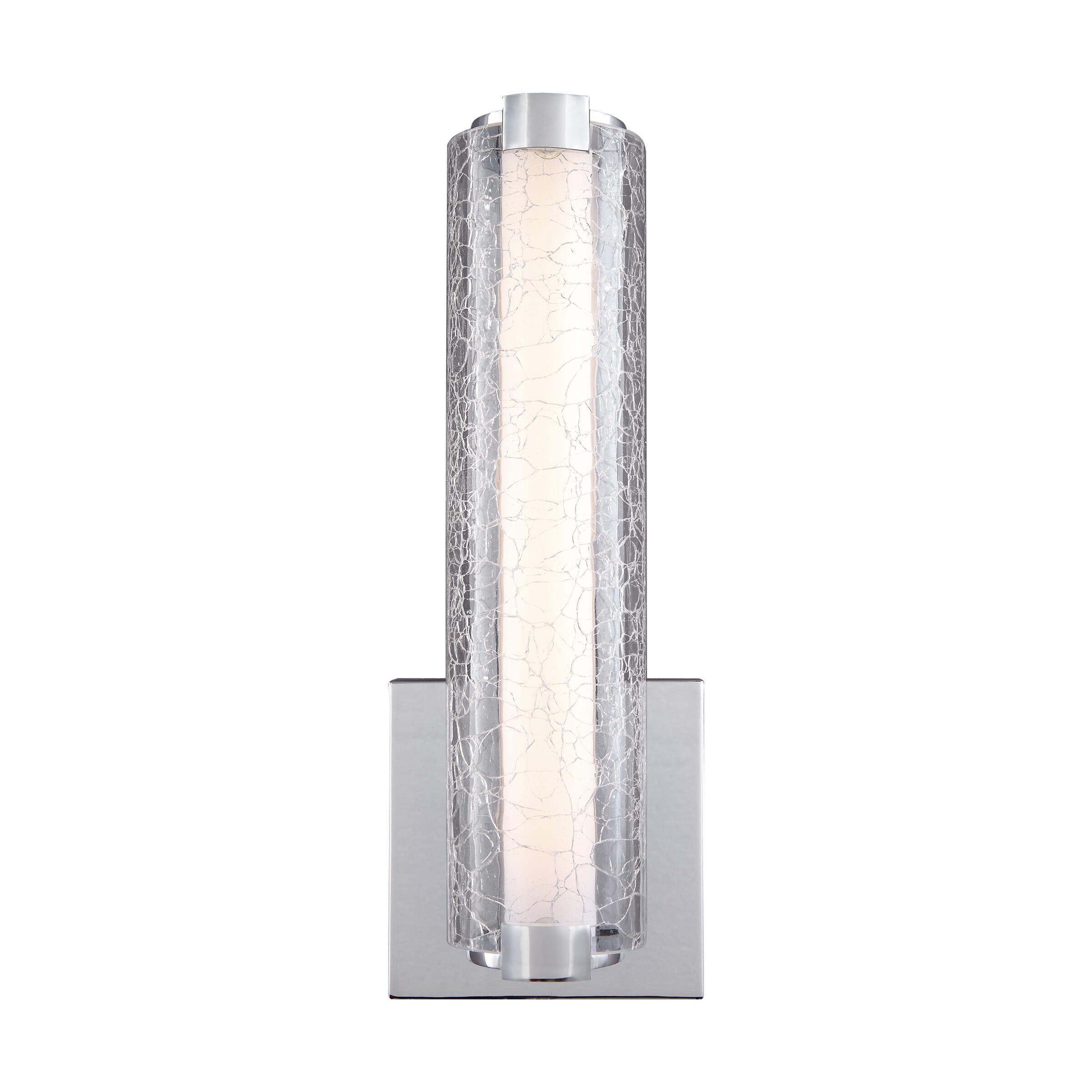 Feiss Cutler LED Bathroom Wall Sconce in Chrome with Crackle Glass