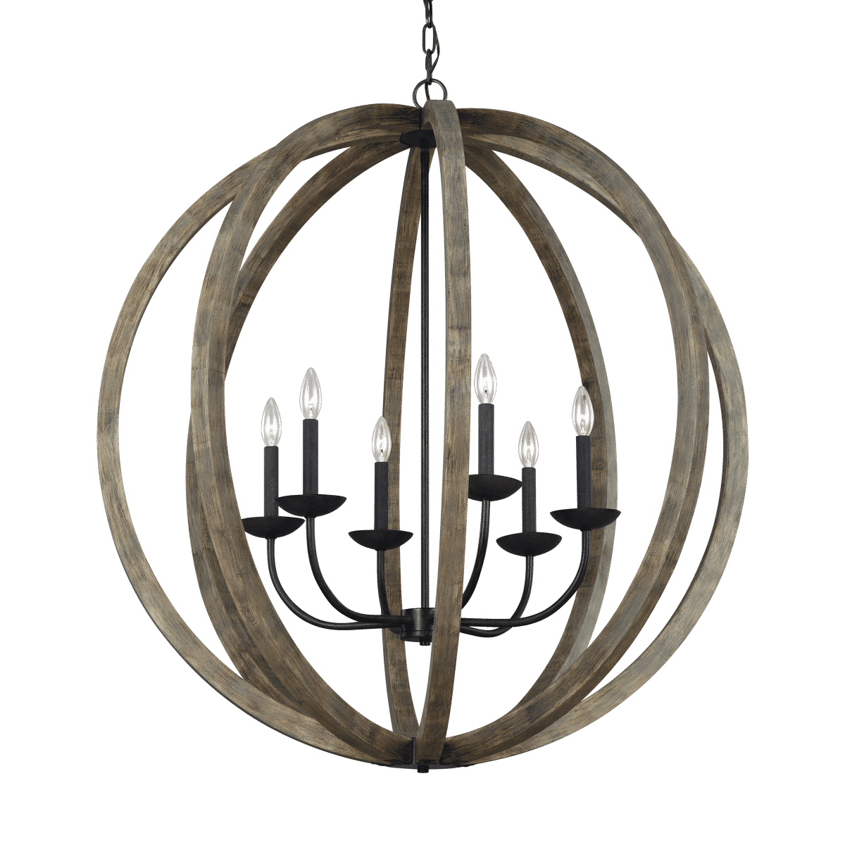 Feiss Allier 6-Light Chandelier in Weathered Oak