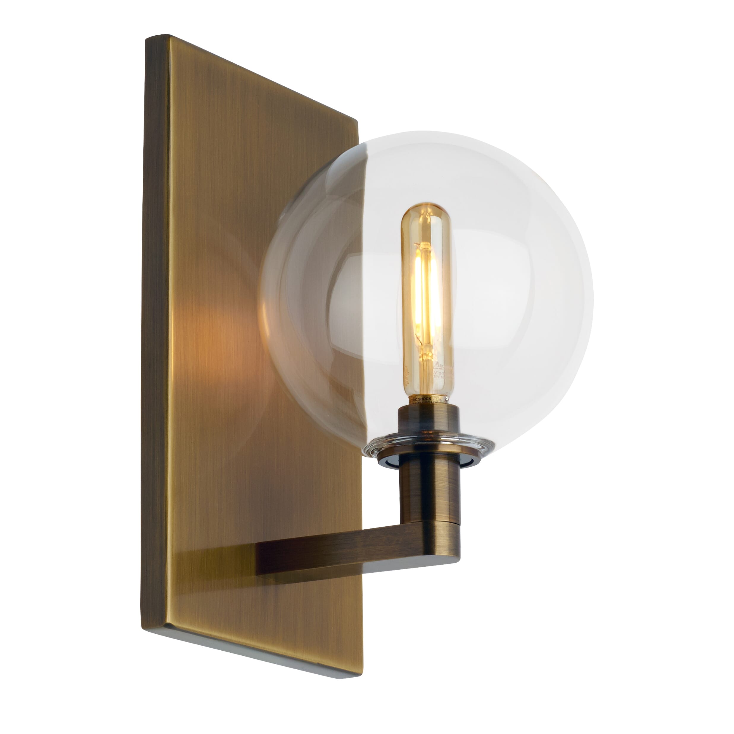 Tech Gambit 9" Wall Sconce in Aged Brass and Clear