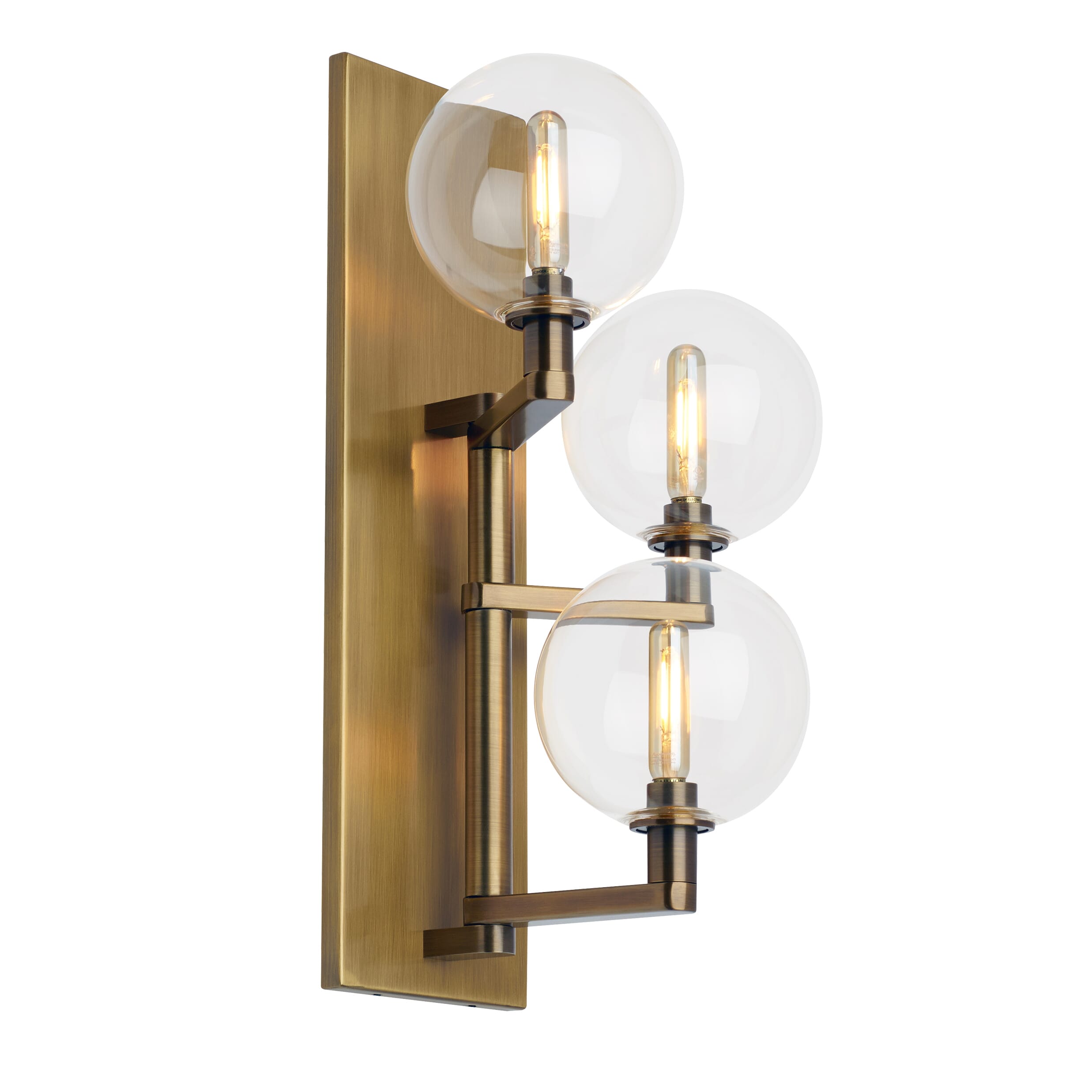 Tech Gambit 2700K LED 18" Wall Sconce in Aged Brass and Clear