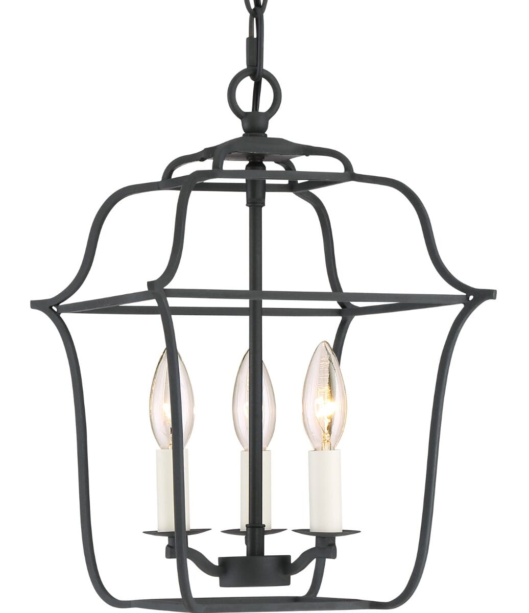 Quoizel Gallery 3-Light 15" Transitional Chandelier in Royal Ebony