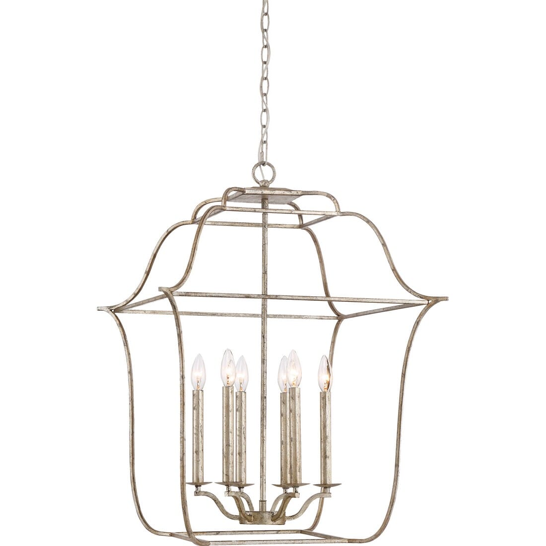 Quoizel Gallery 6-Light 30" Transitional Chandelier in Century Silver Leaf