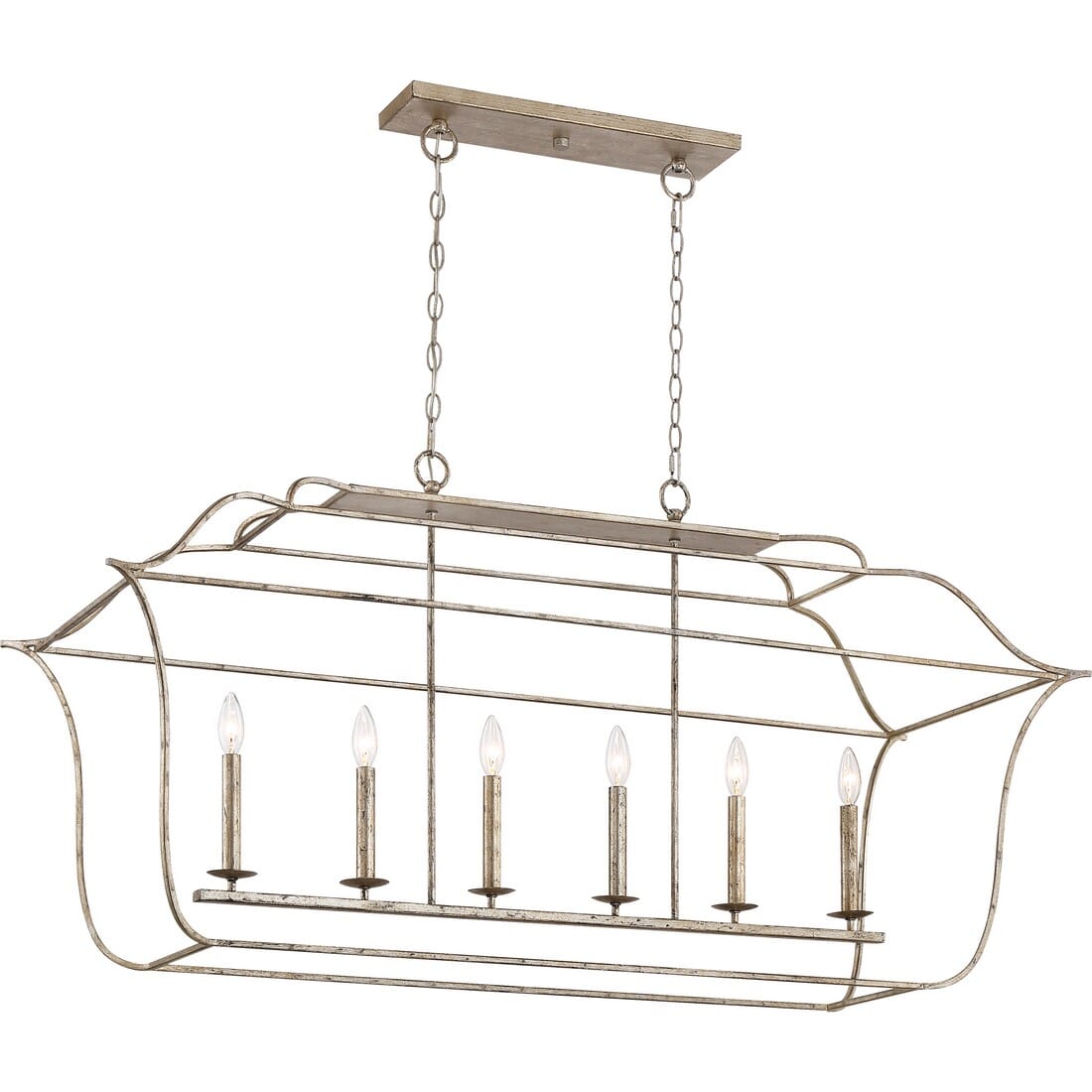 Quoizel Gallery 6-Light 48" Kitchen Island Light in Century Silver Leaf