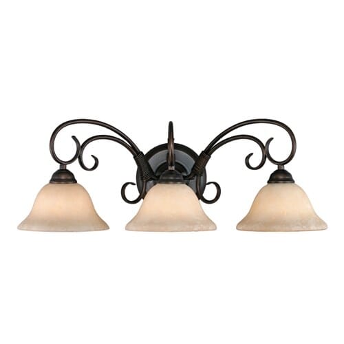 Golden Lighting Homestead 3-Light Bathroom Vanity Light in Rubbed Bronze