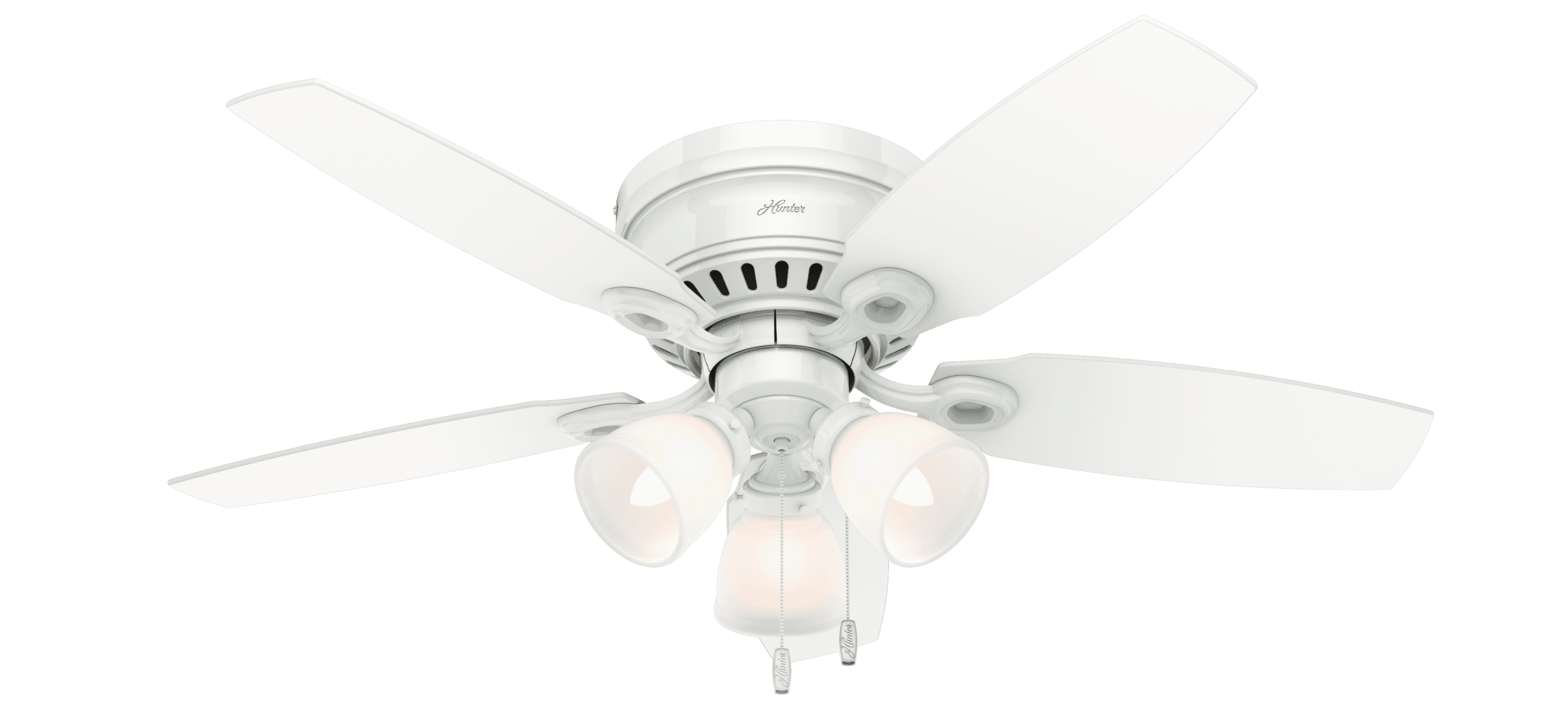 Hunter Hatherton 3-Light 46" Indoor Flush Mount Ceiling Fan in Snow White