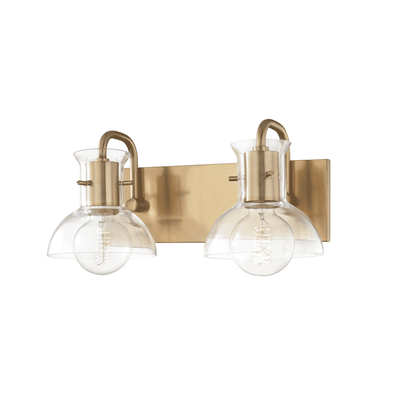 Mitzi Riley 2-Light 15" Bathroom Vanity Light in Aged Brass