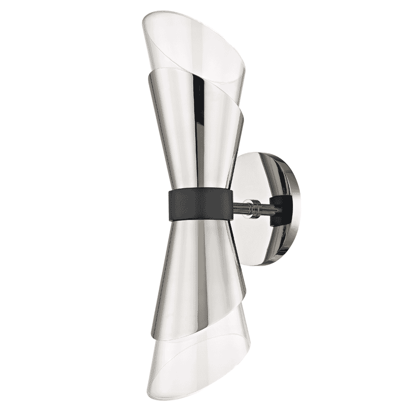 Mitzi Angie 2-Light 15" Wall Sconce in Polished Nickel and Black