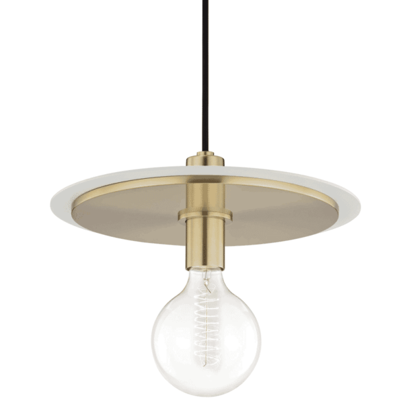 Mitzi Milo 10" Pendant Light in Aged Brass and White