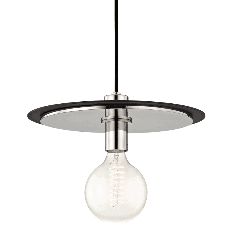 Mitzi Milo 10" Pendant Light in Polished Nickel and Black