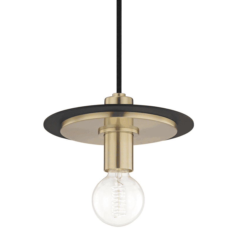 Mitzi Milo 8" Mini Pendant in Aged Brass and Black