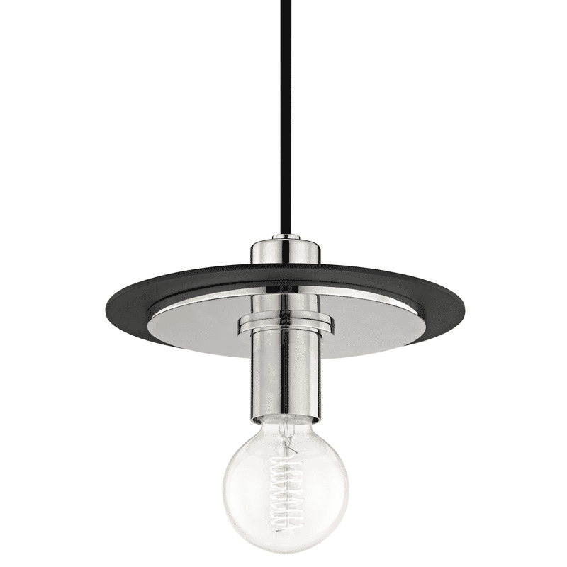 Mitzi Milo 8" Mini Pendant in Polished Nickel and Black