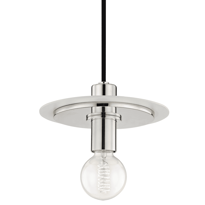 Mitzi Milo 8" Mini Pendant in Polished Nickel and White