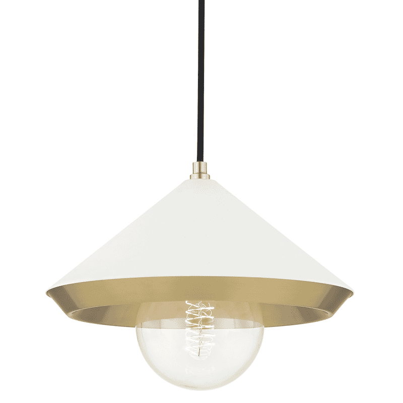 Mitzi Marnie 9" Pendant Light in Aged Brass and White