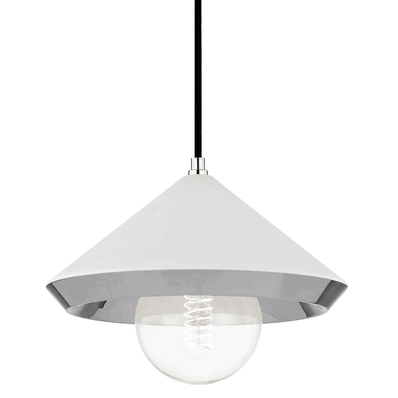 Mitzi Marnie 9" Pendant Light in Polished Nickel and White