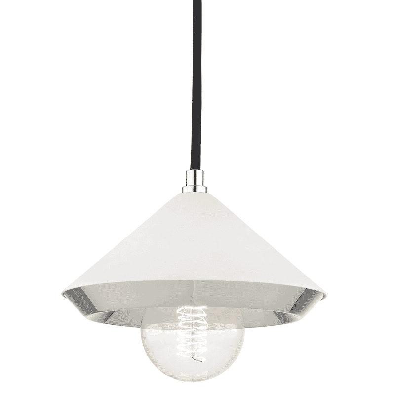 Mitzi Marnie 7" Mini Pendant in Polished Nickel and White