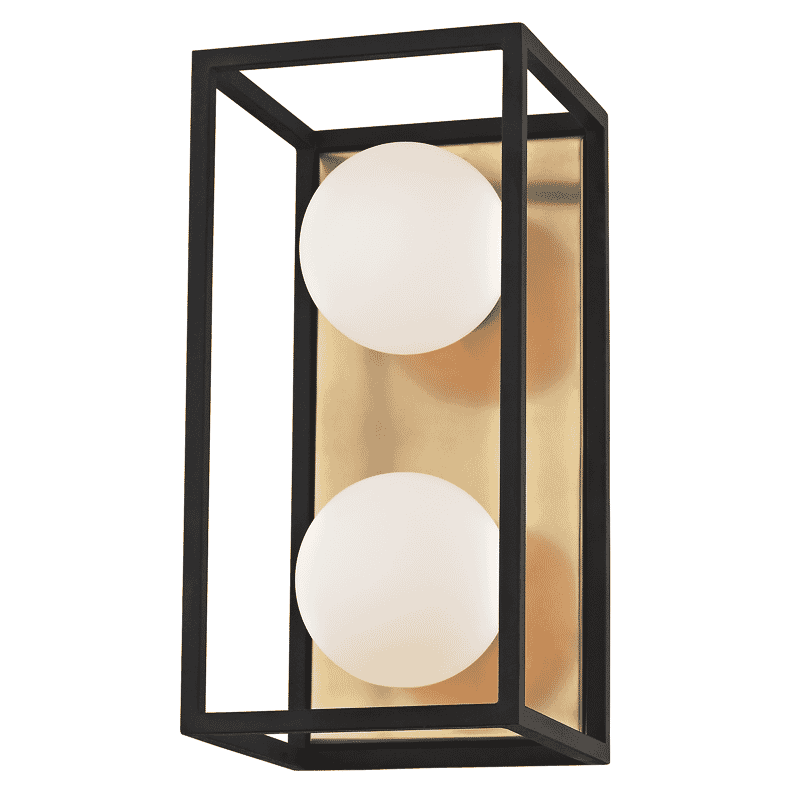 Mitzi Aira 2-Light 10" Bathroom Vanity Light in Aged Brass and Black