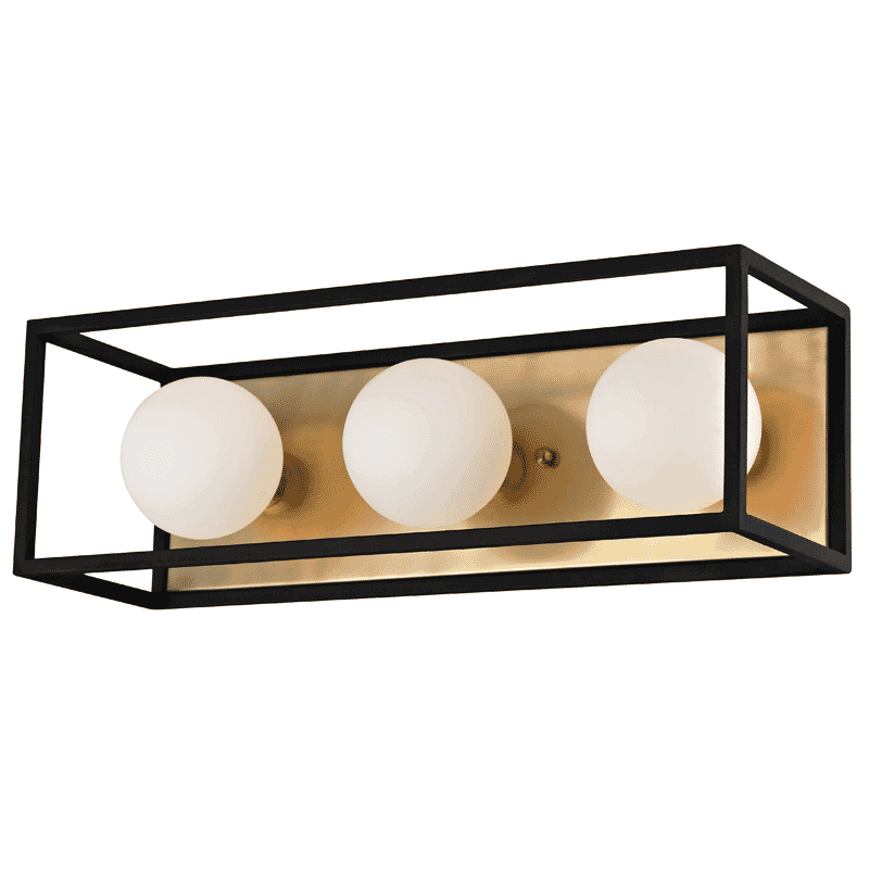 Mitzi Aira 3-Light 15" Bathroom Vanity Light in Aged Brass and Black