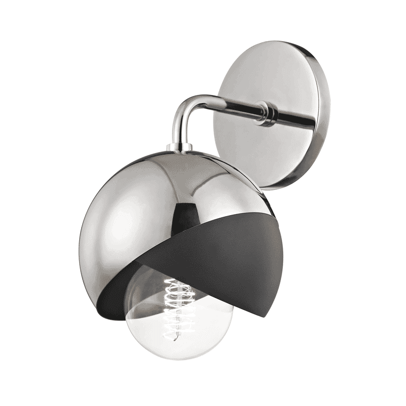 Mitzi Emma 12" Wall Sconce in Polished Nickel and Black