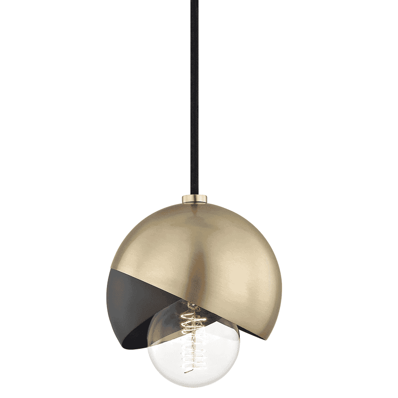 Mitzi Emma 7" Pendant Light in Aged Brass and Black