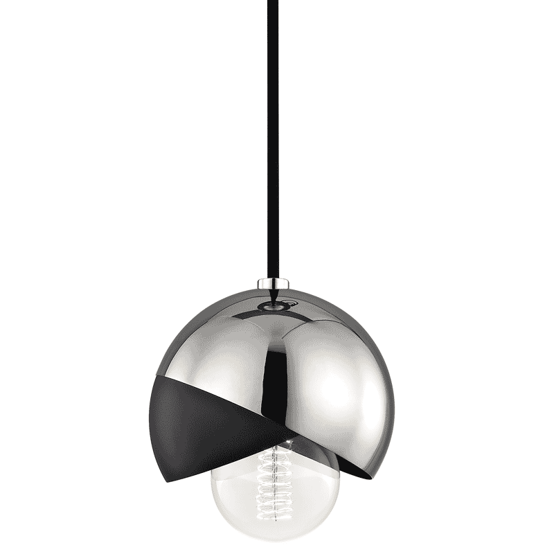 Mitzi Emma 7" Pendant Light in Polished Nickel and Black