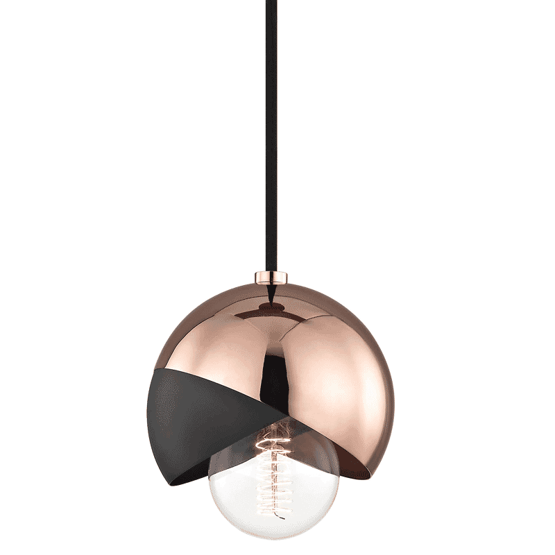 Mitzi Emma 7" Pendant Light in Polished Copper and Black