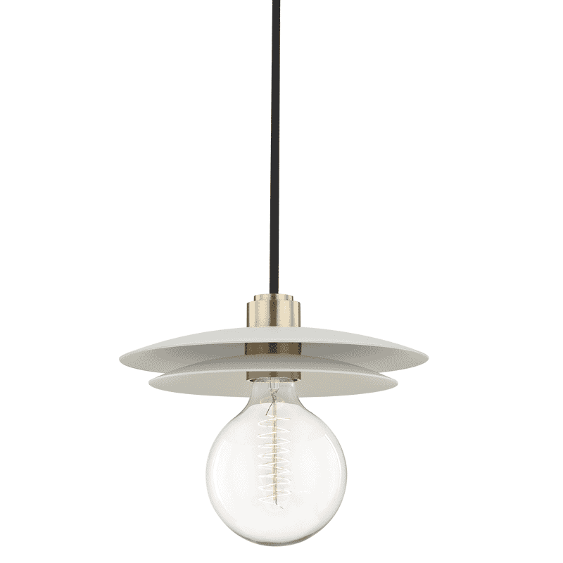 Mitzi Milla 9" Pendant Light in Aged Brass and White