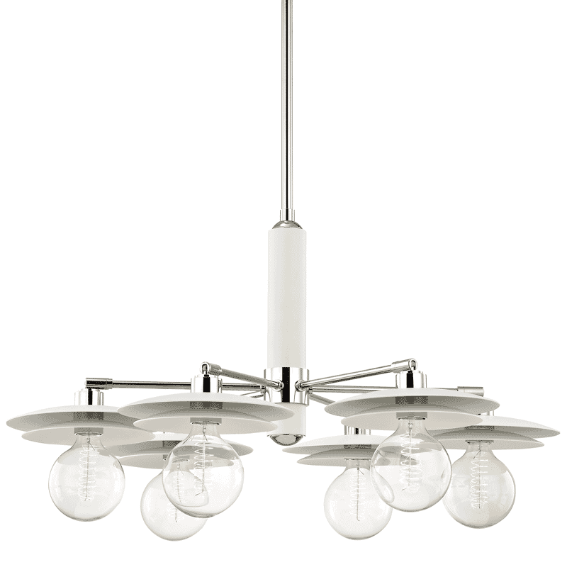 Mitzi Milla 6-Light Chandelier in Polished Nickel and White