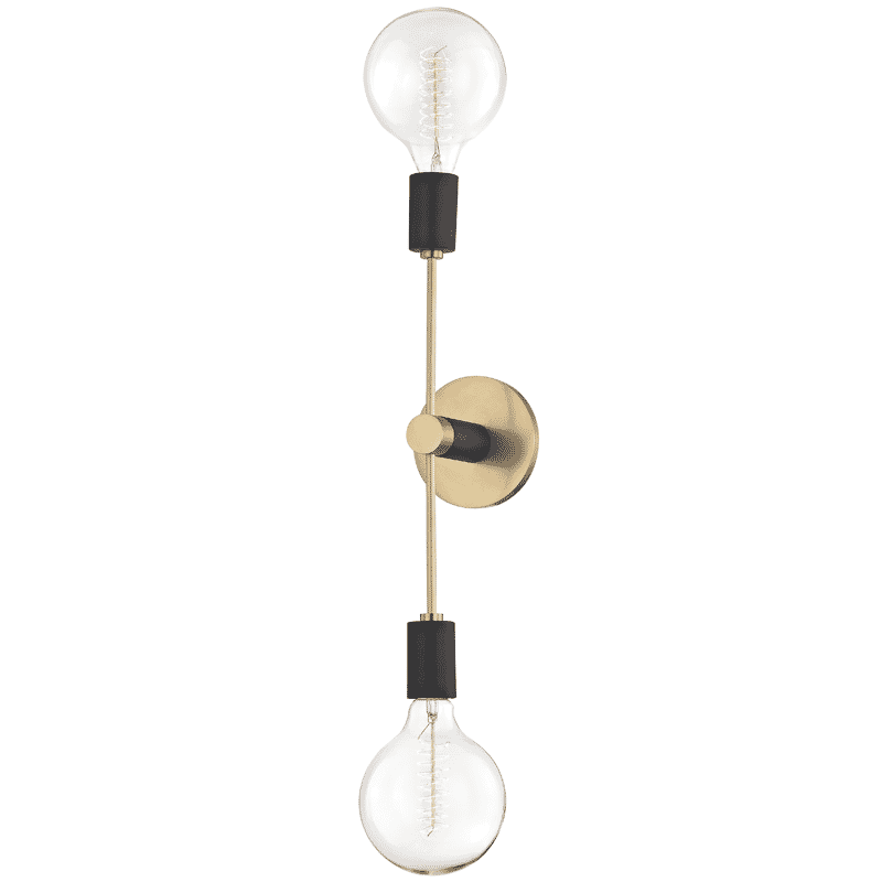 Mitzi Astrid 2-Light Wall Sconce in Aged Brass and Black