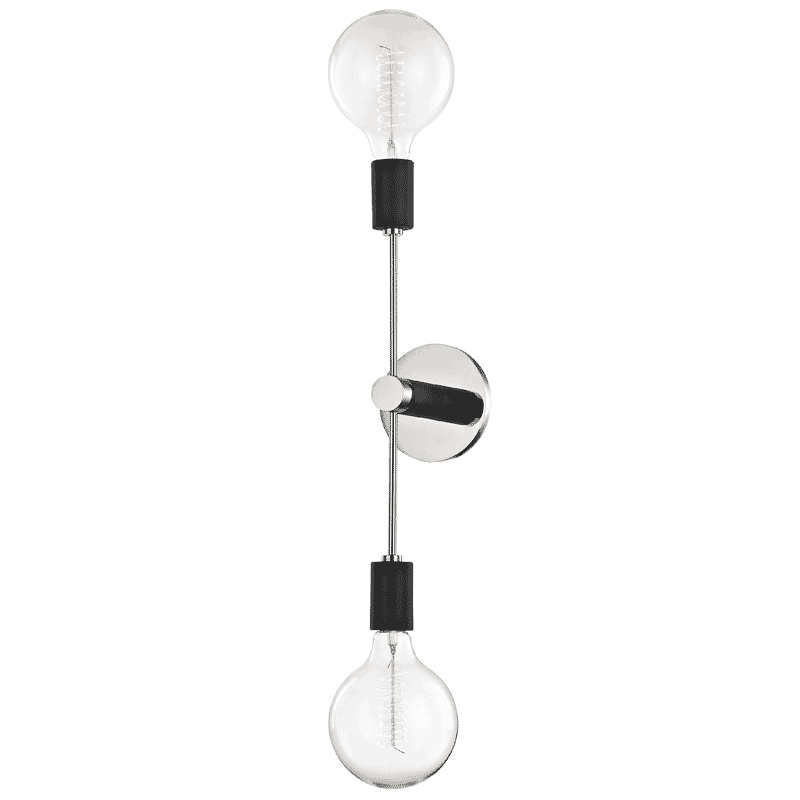 Mitzi Astrid 2-Light 18" Wall Sconce in Polished Nickel and Black